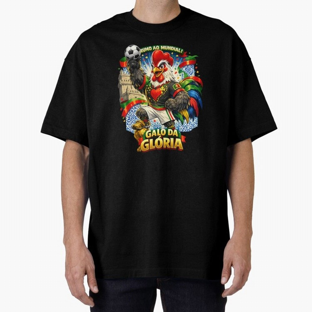 Portugal Rooster World Cup 2026 Fan Art Oversized T-Shirt Celebrate Rivalries and Pride in Global Football Passion for FIFA World Cup 2026 USA Canada Mexico, Made for Neymar, Haaland and Cristiano Ronaldo, Argentina, Vintage Soccer Flavor, Modern