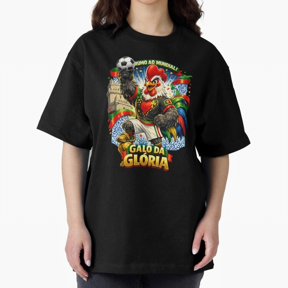 Portugal Rooster World Cup 2026 Fan Art Oversized T-Shirt Celebrate Rivalries and Pride in Global Football Passion for FIFA World Cup 2026 USA Canada Mexico, Made for Neymar, Haaland and Cristiano Ronaldo, Argentina, Vintage Soccer Flavor, Modern