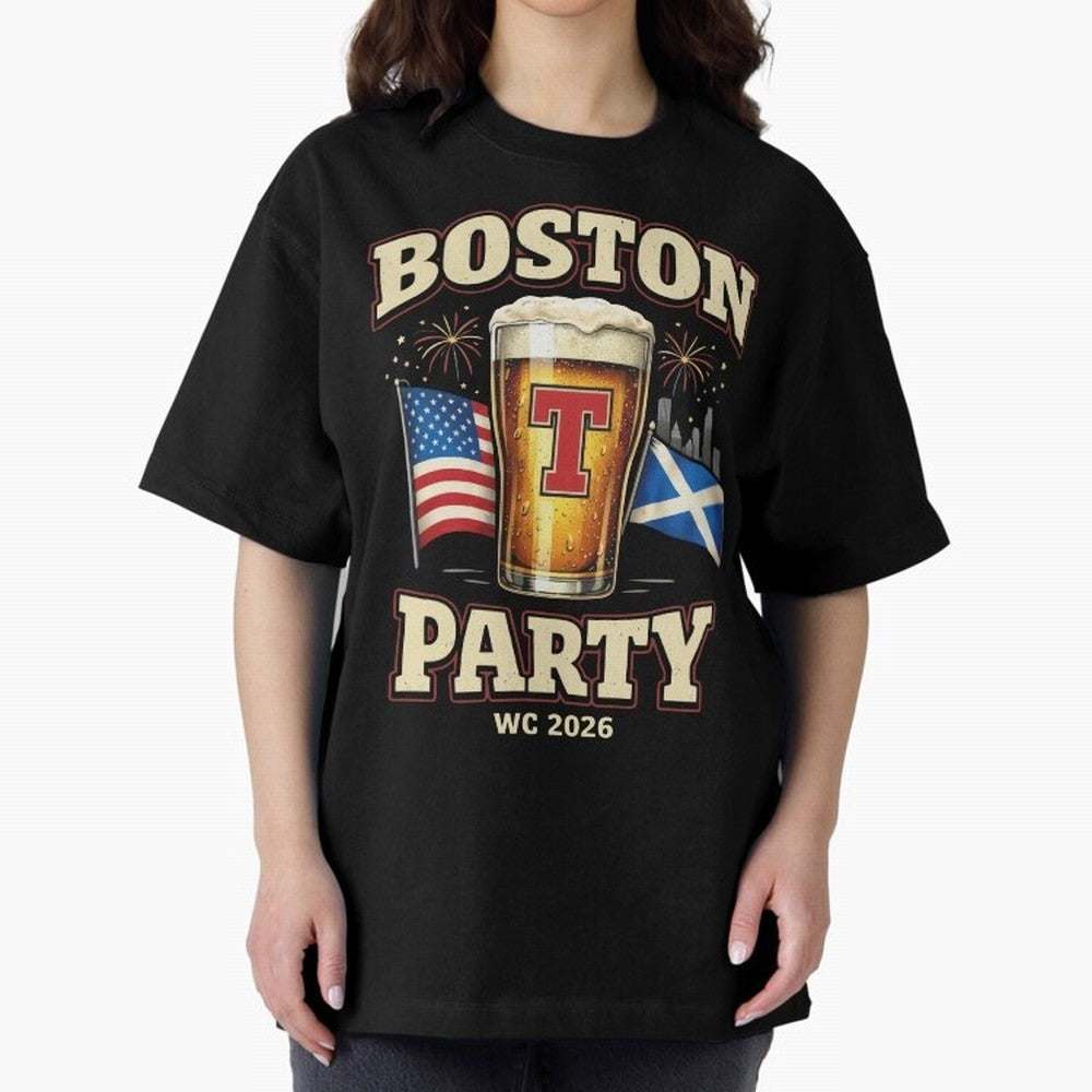 Boston T?Party Scotland Football WC 2026 Oversized T-Shirt Feel the Roar of FIFA World Cup 2026 Group Stage Connected to Haaland and Mbappe, Brazil, Portugal and Argentina Energy, Supporter Pride, Iconic Celebrations, Legendary Names and Global