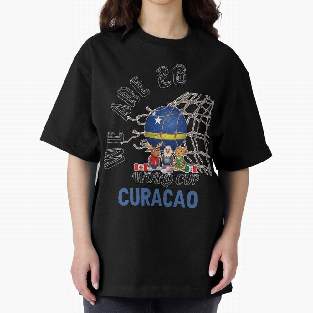 World cup 26 - Curacao Oversized T-Shirt Cheer for Global Football Passion for FIFA World Cup 2026, Centered on Neymar, Haaland and Cristiano Ronaldo, Argentina and Brazil, Match Day Excitement, Supporter Culture, Golden Goals and Global Football