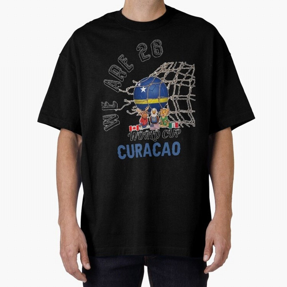 World cup 26 - Curacao Oversized T-Shirt Cheer for Global Football Passion for FIFA World Cup 2026, Centered on Neymar, Haaland and Cristiano Ronaldo, Argentina and Brazil, Match Day Excitement, Supporter Culture, Golden Goals and Global Football