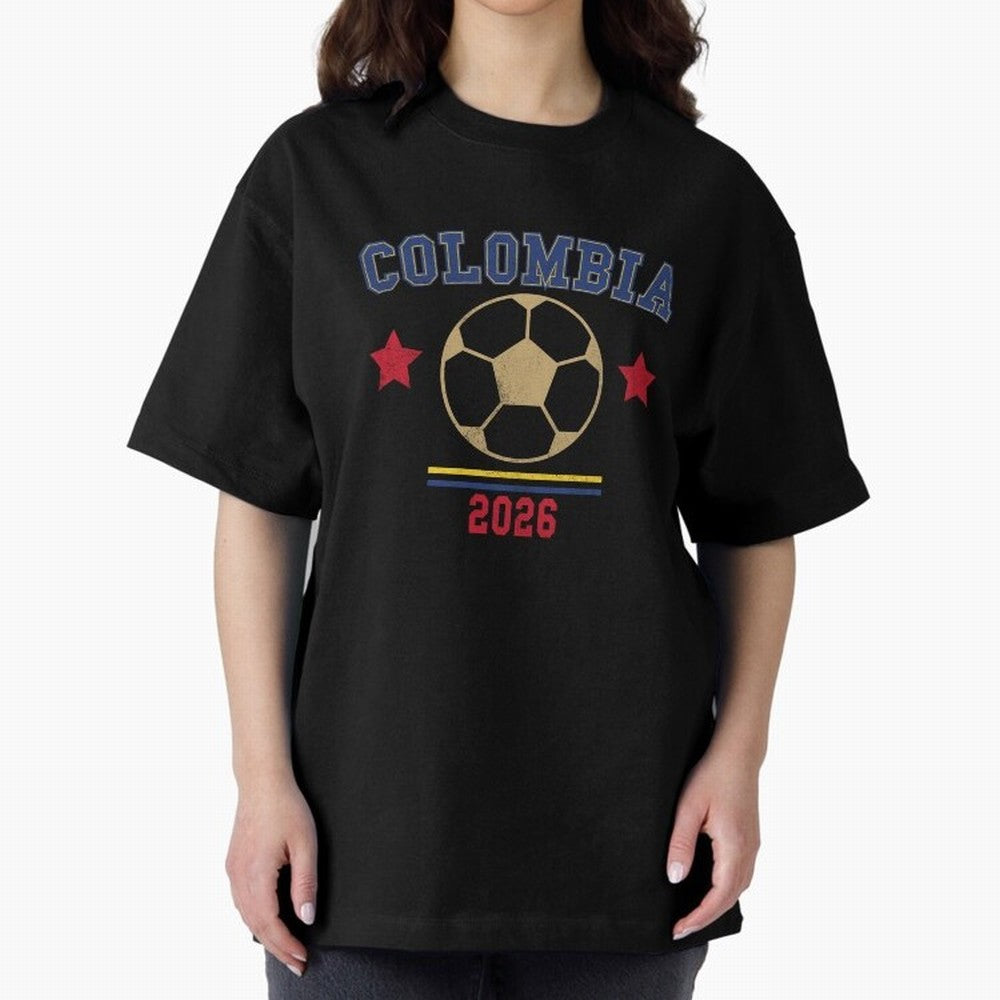 Colombia ¡ª Vintage Soccer Tee Oversized T-Shirt Turn Football Passion into FIFA World Cup 2026 USA Canada Mexico Spirit, Centered on Spain and Netherlands, Mbappe, Goal Celebration Energy, Supporter Heritage, Football Icons and Worldwide