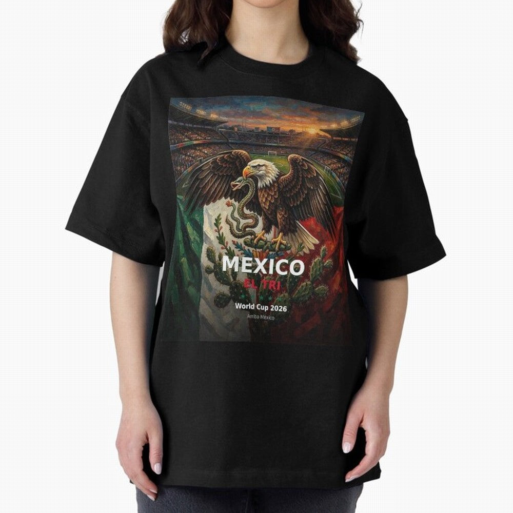 Mexico El Tri - World Cup 2026 Soccer Fan Tee Oversized T-Shirt Represent the Passion of Global Football Passion for FIFA World Cup 2026 USA Canada Mexico, Inspired by Messi, Neymar and Mbappe, England and Germany, Championship Spirit, Famous