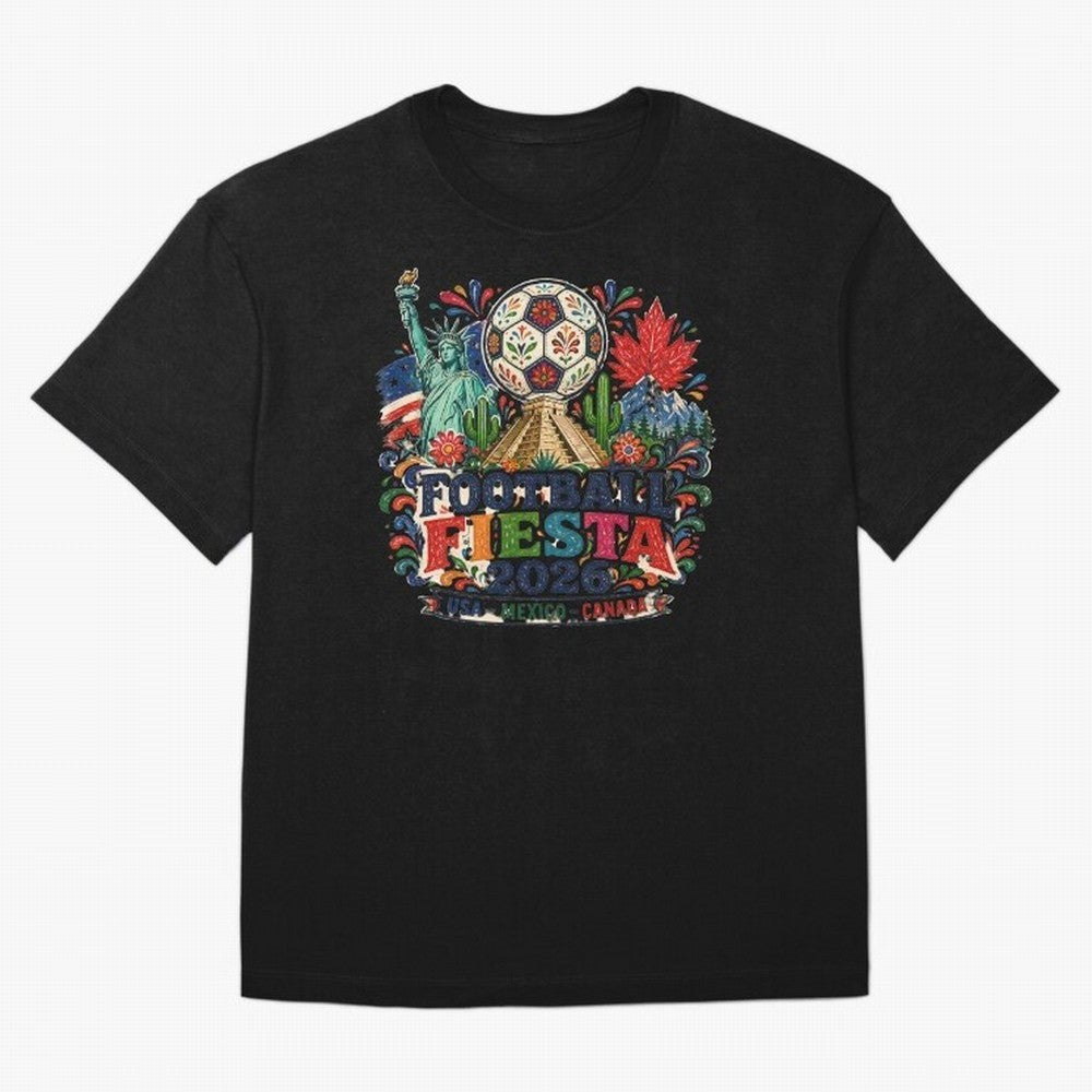 Football Fiesta 2026 Soccer Celebration Art Oversized T-Shirt Represent the Passion of Global Football Passion for FIFA World Cup 2026 USA Canada Mexico, Inspired by Messi, Neymar and Mbappe, England and Germany, Championship Spirit, Famous Goals,