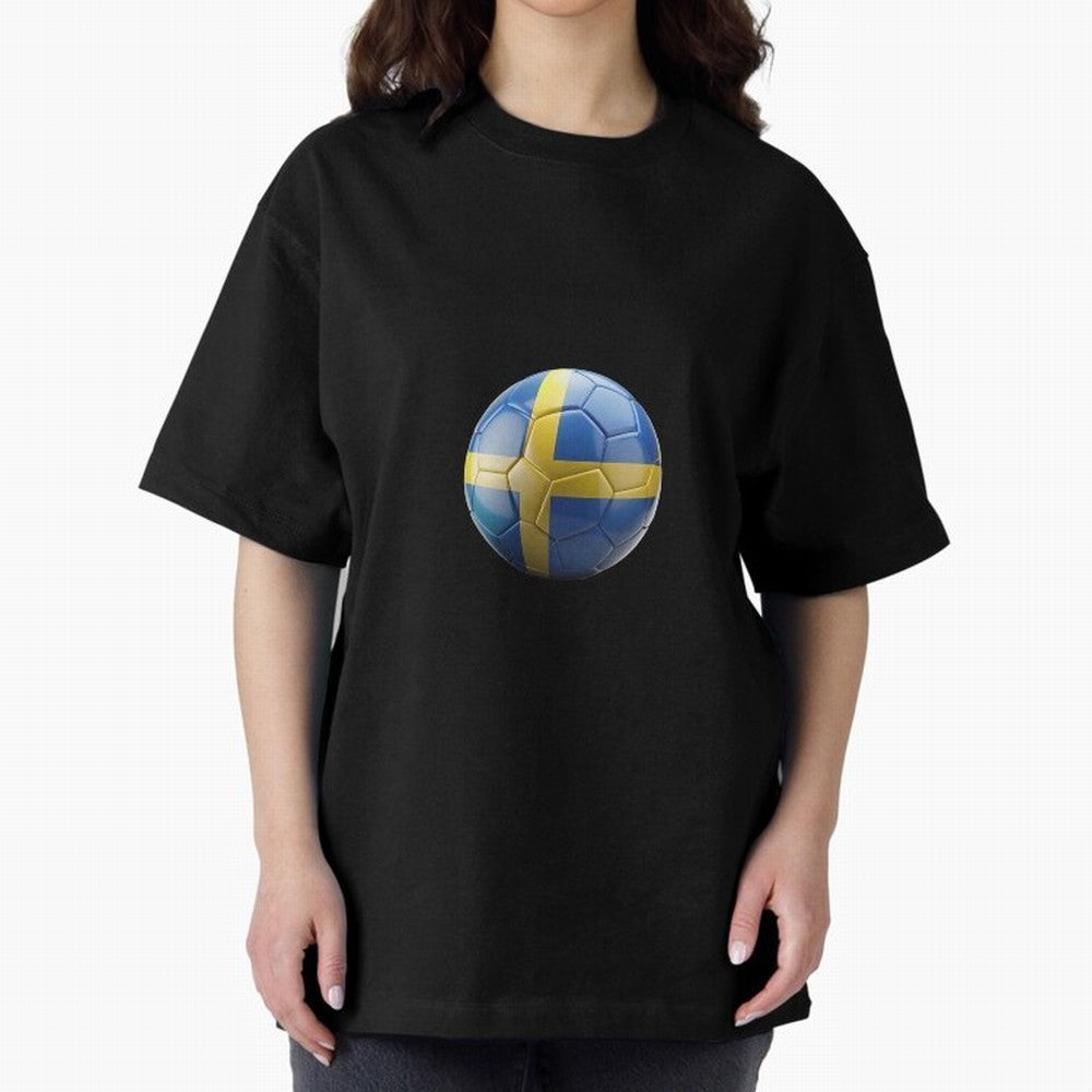 Sweden Football Oversized T-Shirt Bring a Vintage Feel to FIFA World Cup 2026 USA Canada Mexico Celebrating Haaland and Mbappe, France Energy, Football Festival Excitement, Trophy Ambitions, Country Rivalries and Star Player Buzz; Perfect for Fans,
