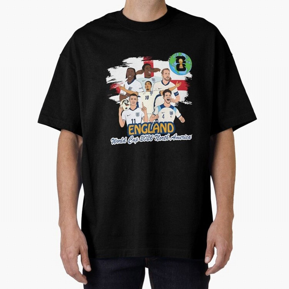 England Soccer Stars World Cup 2026 North America Oversized T-Shirt Enjoy the Biggest Football Party of FIFA World Cup 2026 Group Stage Filled with Messi, Neymar and Mbappe, Netherlands Energy, Goal Celebration Energy, Supporter Heritage, Football