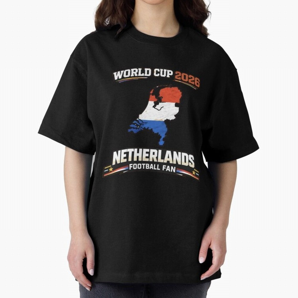 Netherlands Football Fan World Cup 2026 - Dutch Map Vintage Art Oversized T-Shirt Support Your Favorite Stars during Match Day Hype around FIFA World Cup 2026, CR7, France and Portugal, Worldwide Fan Energy, Dramatic Goals, Stadium Lights and