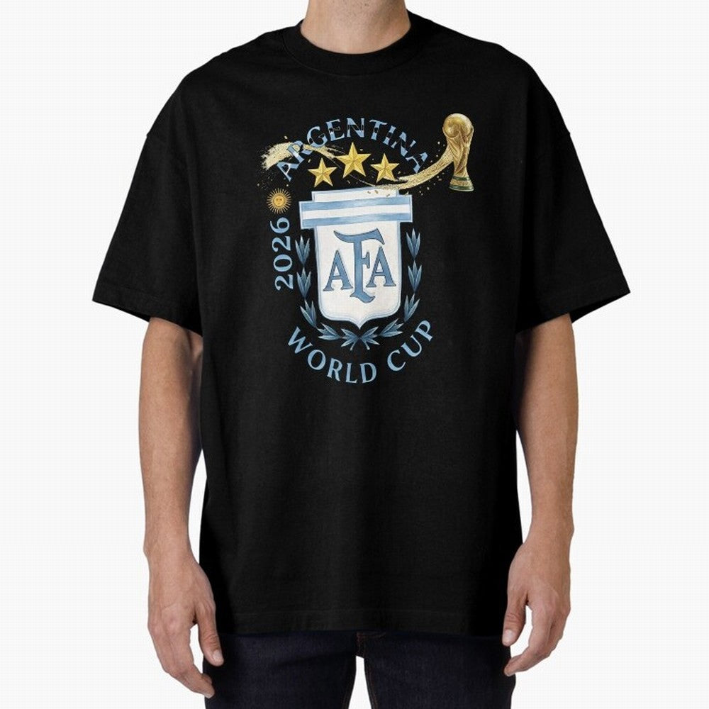 Argentina Football Champion World Cup 2026 - Gold Stars Watercolor Oversized T-Shirt Experience Match Day Hype around FIFA World Cup 2026 Group Stage, Haaland and Mbappe, England and Germany, Stadium Memories, Football Loyalty, International Chants