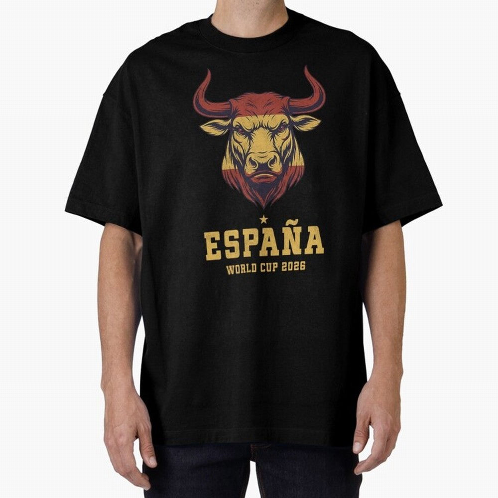 Spain Football World Cup 2026 - Vintage Spanish Bull Espa?a Oversized T-Shirt Make Game Day About FIFA World Cup 2026 Driven by Neymar, England Energy, Retro Football Energy, Iconic Rivalries, Trophy Chase Drama and Stadium Atmosphere; Created for