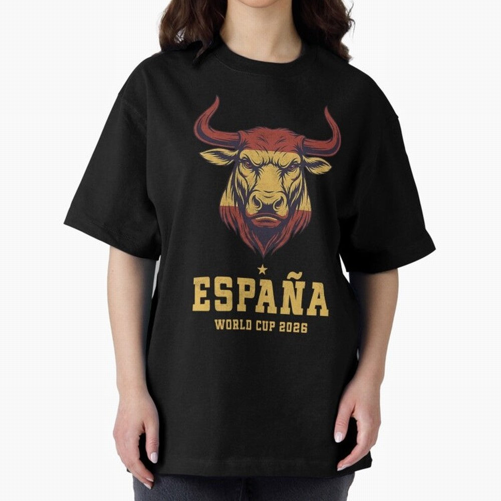 Spain Football World Cup 2026 - Vintage Spanish Bull Espa?a Oversized T-Shirt Make Game Day About FIFA World Cup 2026 Driven by Neymar, England Energy, Retro Football Energy, Iconic Rivalries, Trophy Chase Drama and Stadium Atmosphere; Created for