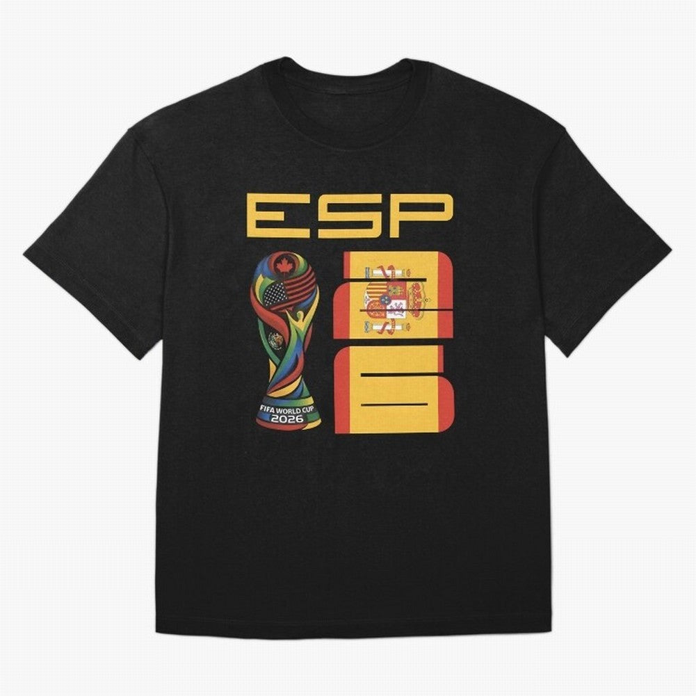 Spain Soccer World Cup 2026 Fan Art - ESP La Roja Oversized T-Shirt Cheer through Every Moment of FIFA World Cup 2026 USA Canada Mexico Highlighting Haaland and Mbappe, France and Portugal Energy, Retro Football Energy, Iconic Rivalries, Trophy