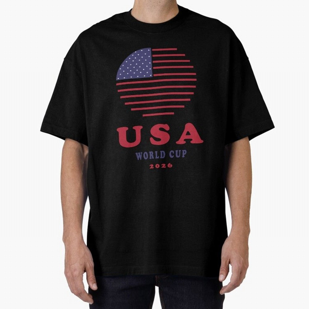 USA World Cup 2026 Soccer Fan Shirt | American Flag Football Retro Patriotic Design Oversized T-Shirt Capture Stadium Memories from Match Day Hype around FIFA World Cup 2026, Haaland, France, Worldwide Fan Energy, Dramatic Goals, Stadium Lights and
