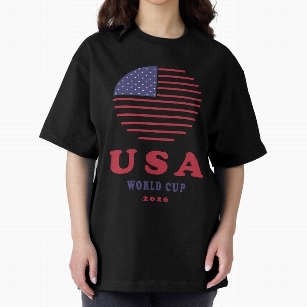 USA World Cup 2026 Soccer Fan Shirt | American Flag Football Retro Patriotic Design Oversized T-Shirt Capture Stadium Memories from Match Day Hype around FIFA World Cup 2026, Haaland, France, Worldwide Fan Energy, Dramatic Goals, Stadium Lights and