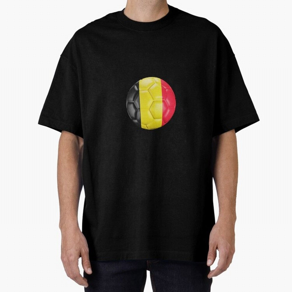Belgium Football Ball Oversized T-Shirt Celebrate Golden Goal Energy in FIFA World Cup 2026 for Fans of Haaland and Mbappe and Portugal, Bringing Supporter Pride, Iconic Celebrations, Legendary Names and Global Match Day Energy; Ideal for Fans Who