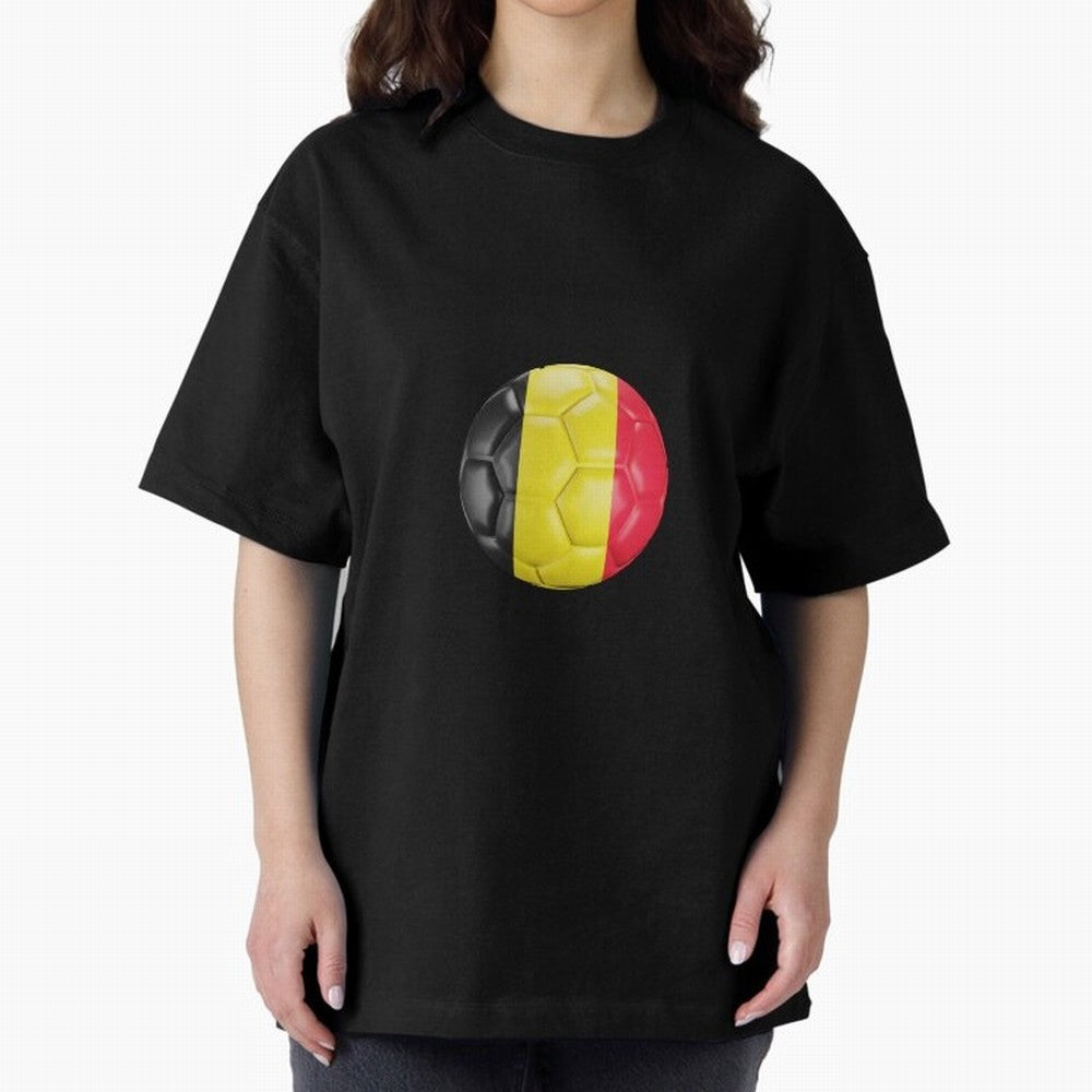 Belgium Football Ball Oversized T-Shirt Celebrate Golden Goal Energy in FIFA World Cup 2026 for Fans of Haaland and Mbappe and Portugal, Bringing Supporter Pride, Iconic Celebrations, Legendary Names and Global Match Day Energy; Ideal for Fans Who
