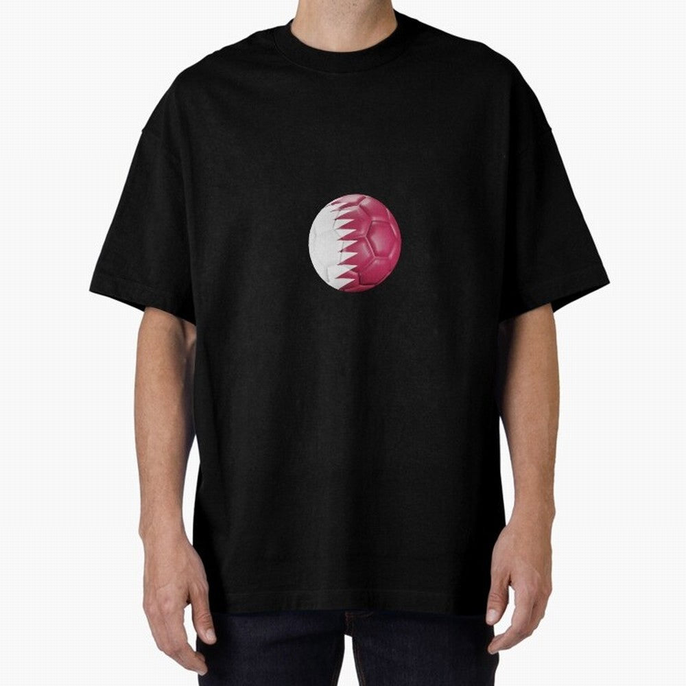 Qatar Flag Ball Oversized T-Shirt Keep the Match Day Mood of FIFA World Cup 2026 Group Stage Spirit, Capturing Germany, Cristiano Ronaldo, Global Supporter Spirit, Legendary Goals, National Colors and Tournament Celebration; Created for Match Day