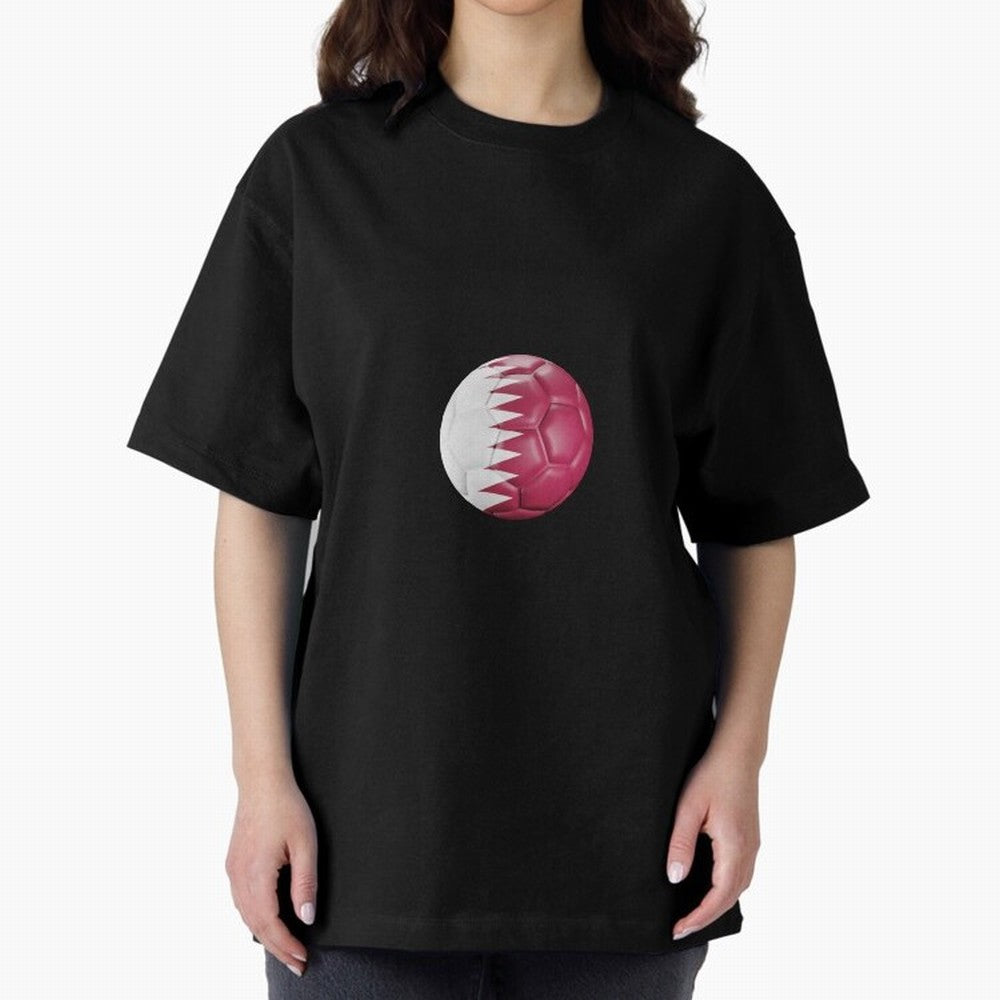 Qatar Flag Ball Oversized T-Shirt Keep the Match Day Mood of FIFA World Cup 2026 Group Stage Spirit, Capturing Germany, Cristiano Ronaldo, Global Supporter Spirit, Legendary Goals, National Colors and Tournament Celebration; Created for Match Day