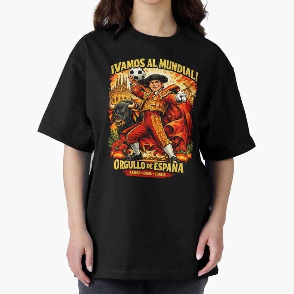 Spain World Cup 2026 Matador Fan Shirt Oversized T-Shirt Make Memories around FIFA World Cup 2026 USA Canada Mexico Connected to Messi, France Energy, Classic Soccer Heritage, Championship Pressure, Fan Loyalty and International Pride; Perfect for