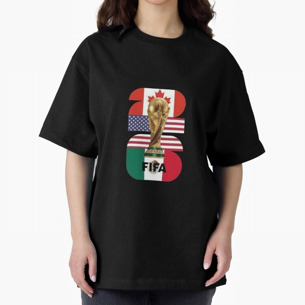 Three Nations Host Trophy Vertical Oversized T-Shirt Bring Supporter Culture to FIFA World Cup 2026 Spirit, Celebrating England, France and Netherlands, Messi, Tournament Hype, Historic Matchups, Family Viewing Parties and Global Sports Pride;