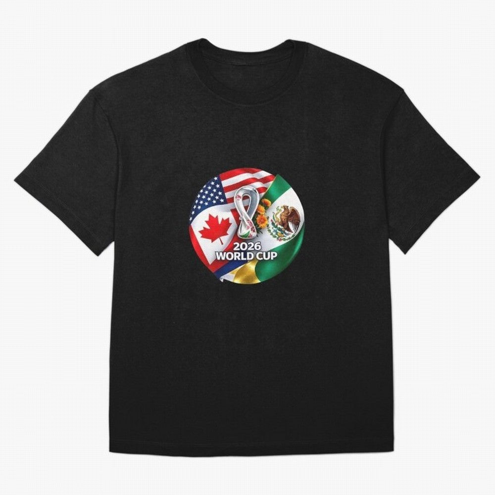 Host Trio Flags Circular Emblem Oversized T-Shirt Feel FIFA World Cup 2026 Group Stage for Fans of Cristiano Ronaldo, Haaland and CR7 and Argentina and Brazil, Bringing Stadium Chants, National Pride, Trophy Dreams and Unforgettable Football