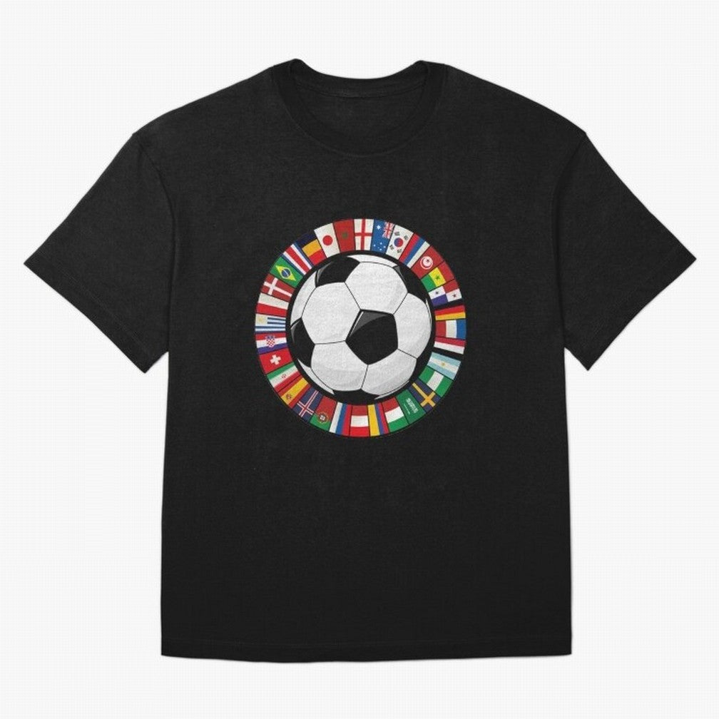 Global Nations Football Circle Art Oversized T-Shirt Celebrate Unforgettable Nights in the FIFA World Cup 2026 Group Stage Journey through Neymar Highlights, Argentina Pride, Football History, Final Match Energy, Crowd Noise and Once in a Lifetime