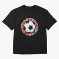 Global Nations Football Circle Art Oversized T-Shirt Celebrate Unforgettable Nights in the FIFA World Cup 2026 Group Stage Journey through Neymar Highlights, Argentina Pride, Football History, Final Match Energy, Crowd Noise and Once in a Lifetime