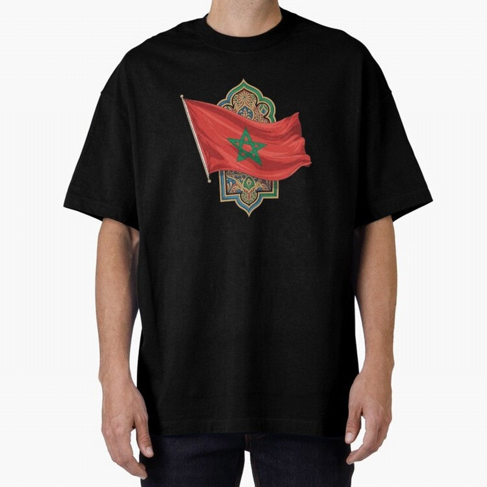Morocco Flag Heritage World Cup 2026 Oversized T-Shirt Show Championship Spirit for FIFA World Cup 2026 Spirit, Connected to Argentina and Brazil, Messi and Cristiano Ronaldo, Football Festival Excitement, Trophy Ambitions, Country Rivalries and