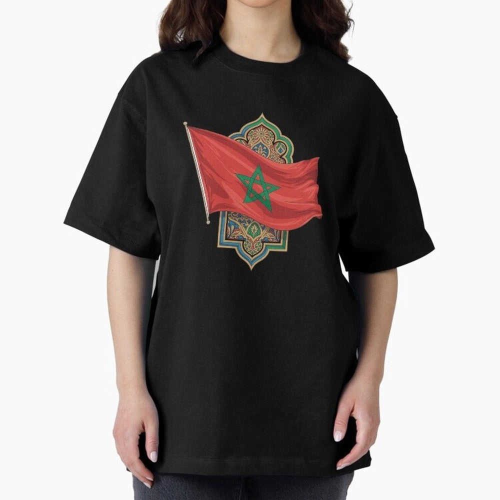 Morocco Flag Heritage World Cup 2026 Oversized T-Shirt Show Championship Spirit for FIFA World Cup 2026 Spirit, Connected to Argentina and Brazil, Messi and Cristiano Ronaldo, Football Festival Excitement, Trophy Ambitions, Country Rivalries and
