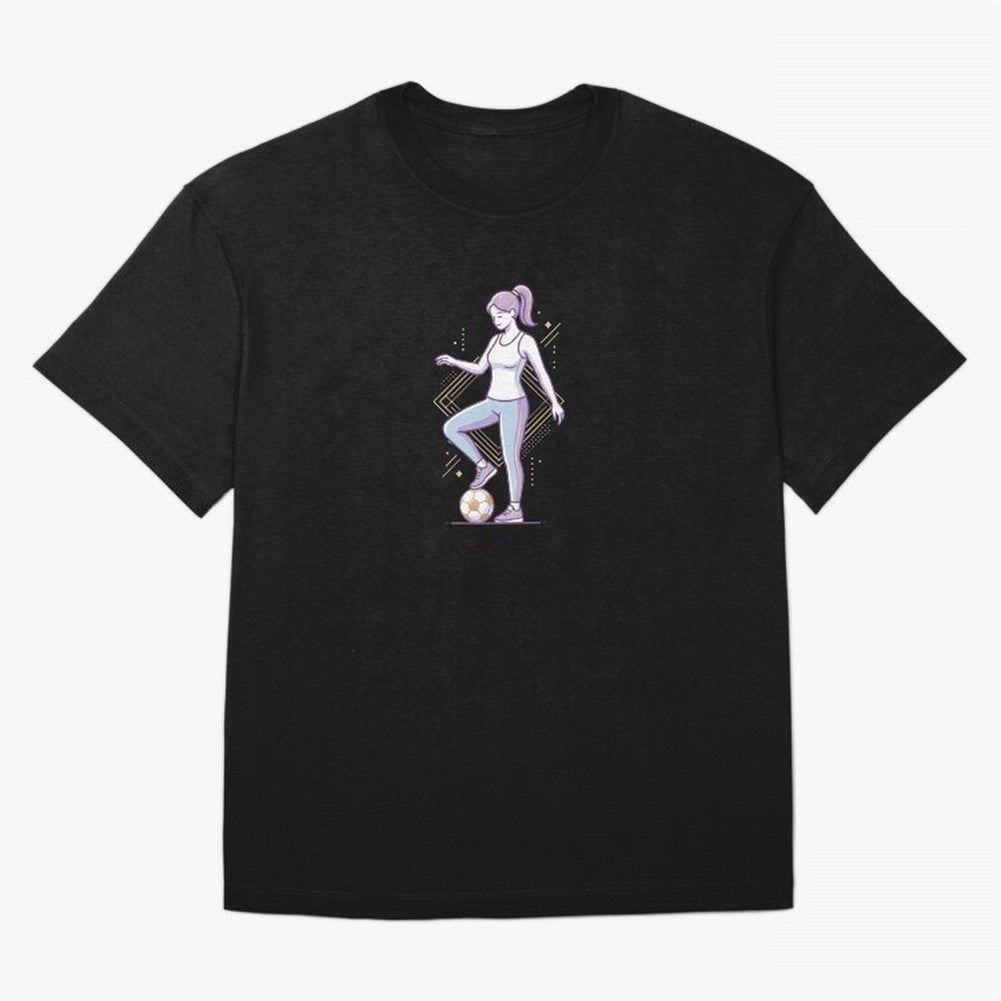 Female Soccer Player Athlete Line Art Oversized T-Shirt Bring Champion Energy into the FIFA World Cup 2026 Journey through Mbappe and Neymar Highlights, Spain Pride, Supporter Pride, Iconic Celebrations, Legendary Names and Global Match Day Energy;