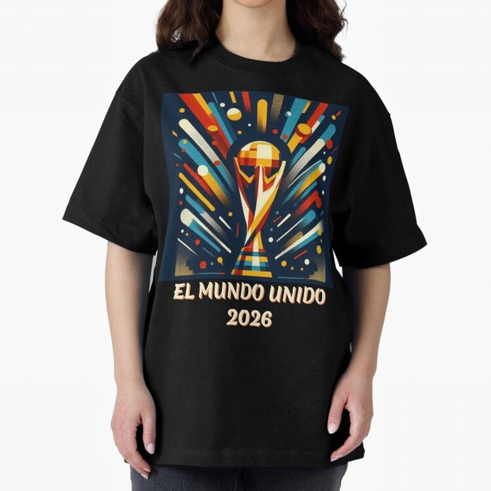 2026 World Cup The United World - Modern Geometric Art Oversized T-Shirt Bring International Match Energy to the FIFA World Cup 2026 Journey through Messi and Cristiano Ronaldo Highlights, France and Portugal Pride, Soccer Culture, Superstar
