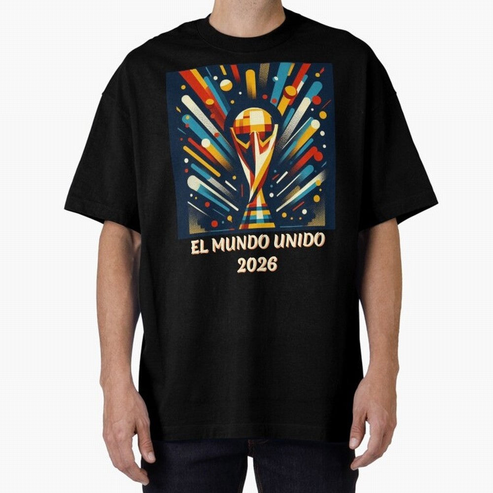 2026 World Cup The United World - Modern Geometric Art Oversized T-Shirt Bring International Match Energy to the FIFA World Cup 2026 Journey through Messi and Cristiano Ronaldo Highlights, France and Portugal Pride, Soccer Culture, Superstar