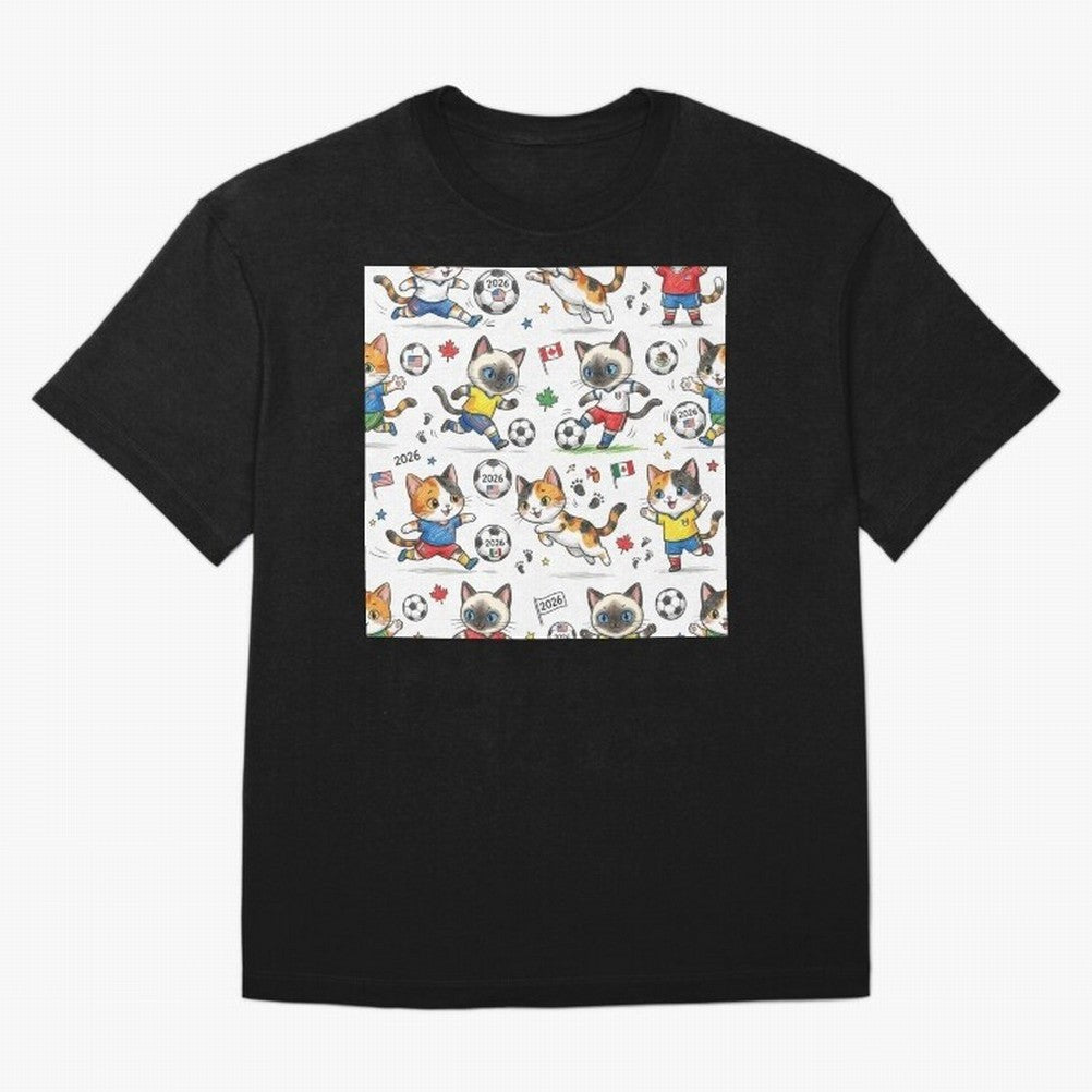 Chibi Soccer Cats 2026 - Cute Football Kittens Pattern Oversized T-Shirt Celebrate Rivalries and Pride in FIFA World Cup 2026 USA Canada Mexico Filled with Neymar, France and Portugal Energy, Supporter Pride, Iconic Celebrations, Legendary Names