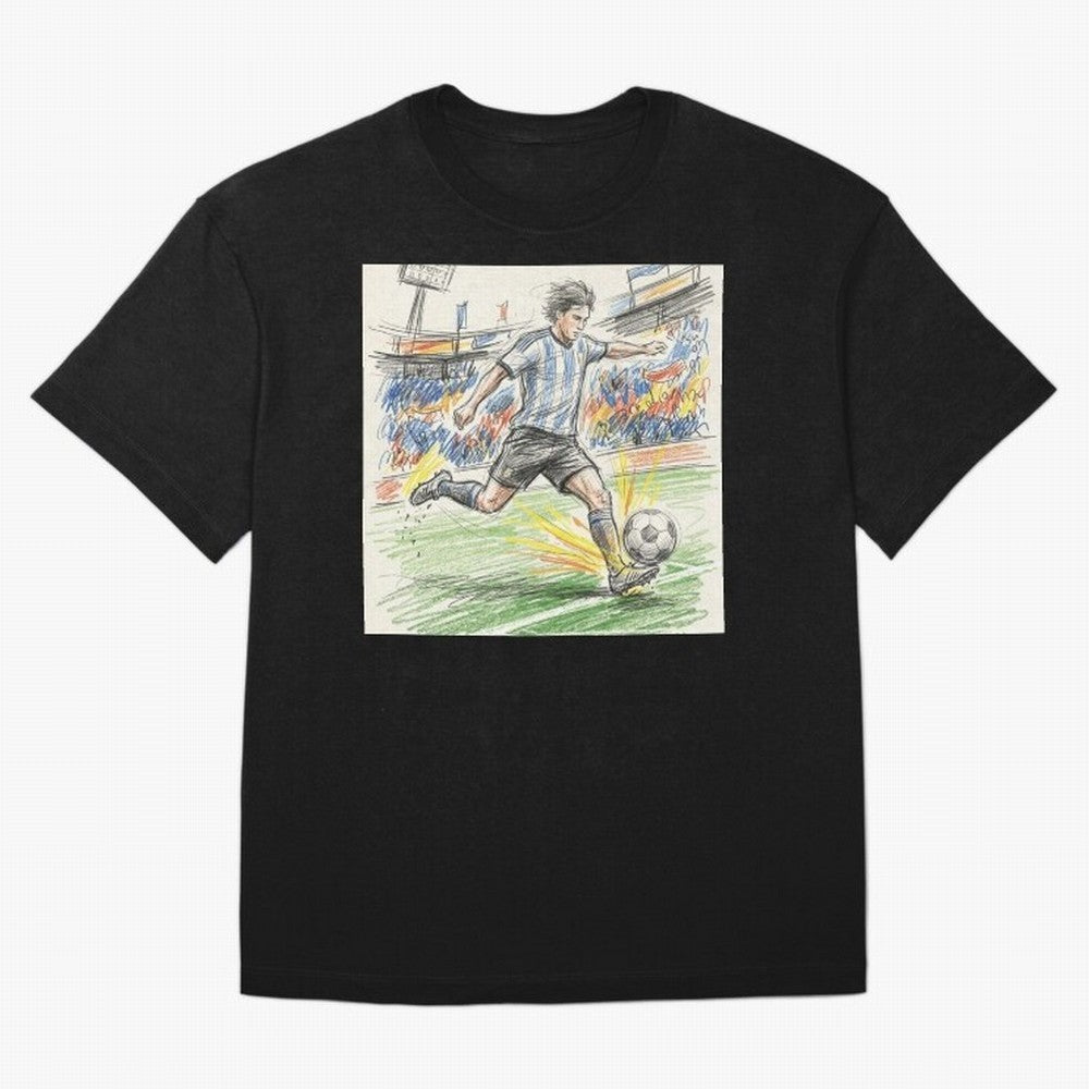 Dynamic Soccer Power Kick - Blue & White Jersey Style Oversized T-Shirt Bring Champion Energy into FIFA World Cup 2026 Featuring CR7, Brazil Energy, Sports Nostalgia, International Competition, Famous Players and Unforgettable Victories; Ideal for