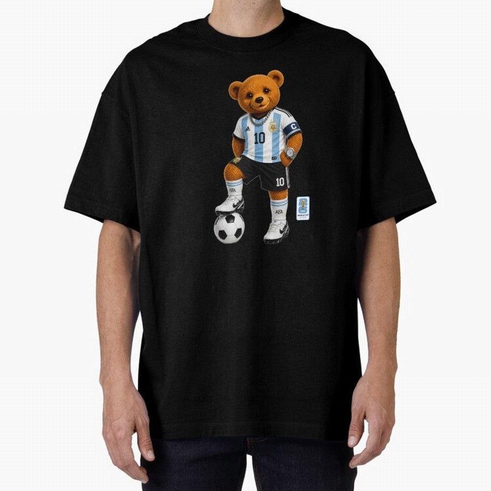 Argentina Soccer Bear World Cup Teddy Bear Oversized T-Shirt Experience FIFA World Cup 2026 Group Stage Spirit, Made for Argentina and Brazil, Cristiano Ronaldo, Haaland and CR7, Football History, Final Match Energy, Crowd Noise and Once in a