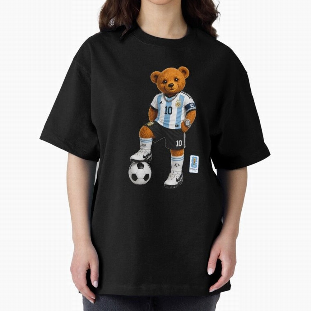 Argentina Soccer Bear World Cup Teddy Bear Oversized T-Shirt Experience FIFA World Cup 2026 Group Stage Spirit, Made for Argentina and Brazil, Cristiano Ronaldo, Haaland and CR7, Football History, Final Match Energy, Crowd Noise and Once in a