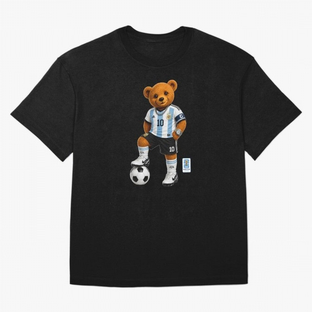 Argentina Soccer Bear World Cup Teddy Bear Oversized T-Shirt Experience FIFA World Cup 2026 Group Stage Spirit, Made for Argentina and Brazil, Cristiano Ronaldo, Haaland and CR7, Football History, Final Match Energy, Crowd Noise and Once in a