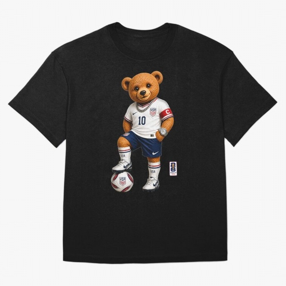 USA Soccer Bear World Cup 2026 Teddy Bear Oversized T-Shirt Make the Season About FIFA World Cup 2026 for Fans of CR7 and England, France and Netherlands, Bringing Vintage Soccer Flavor, Modern Football Stars, National Flags and Final Night