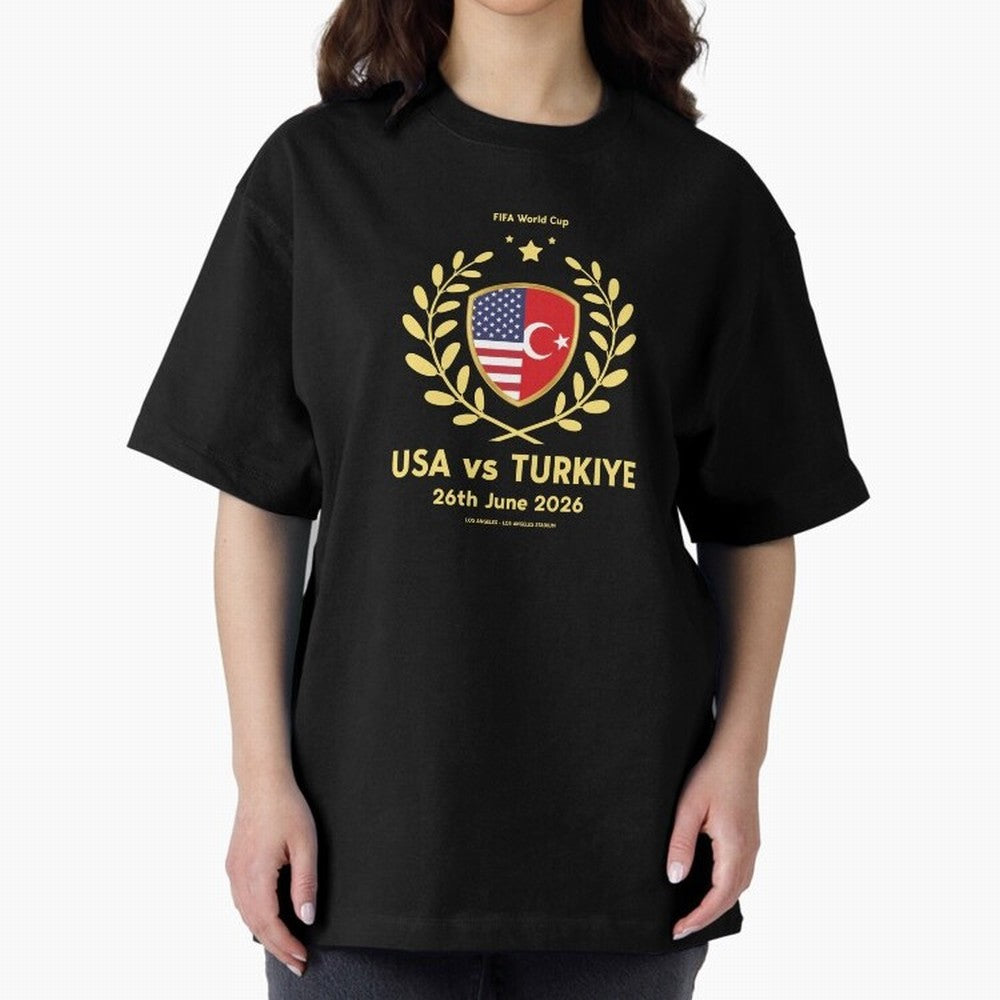 Copy of FIFA World Cup - USA v Turkiye Oversized T-Shirt Honor the Football Icons of FIFA World Cup 2026 USA Canada Mexico Spirit, Inspired by Germany, Haaland, Retro Football Energy, Iconic Rivalries, Trophy Chase Drama and Stadium Atmosphere;