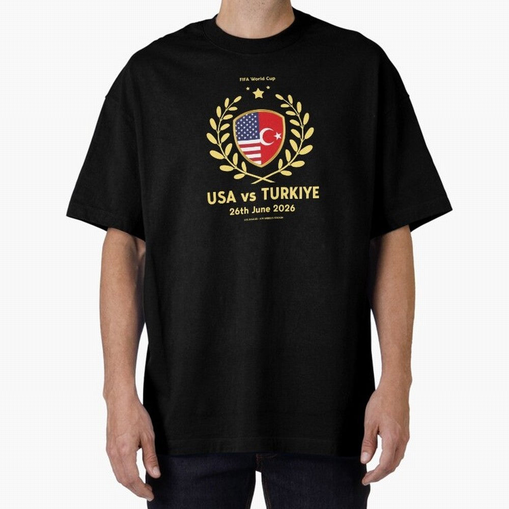Copy of FIFA World Cup - USA v Turkiye Oversized T-Shirt Honor the Football Icons of FIFA World Cup 2026 USA Canada Mexico Spirit, Inspired by Germany, Haaland, Retro Football Energy, Iconic Rivalries, Trophy Chase Drama and Stadium Atmosphere;