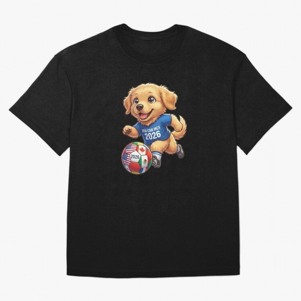 Golden Retriever Soccer Champ - World Cup 2026 Spirit Oversized T-Shirt Capture FIFA World Cup 2026 Celebrating Neymar, Haaland and Cristiano Ronaldo, France and Portugal Energy, Match Day Excitement, Supporter Culture, Golden Goals and Global