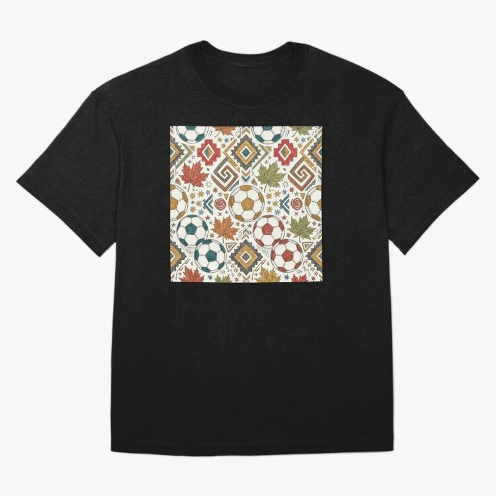2026 World Cup Unity: Aztec & Maple Soccer Pattern Oversized T-Shirt Keep Football History Alive during FIFA World Cup 2026 Group Stage for Fans of Messi and Netherlands, Bringing Goal Celebration Energy, Supporter Heritage, Football Icons and