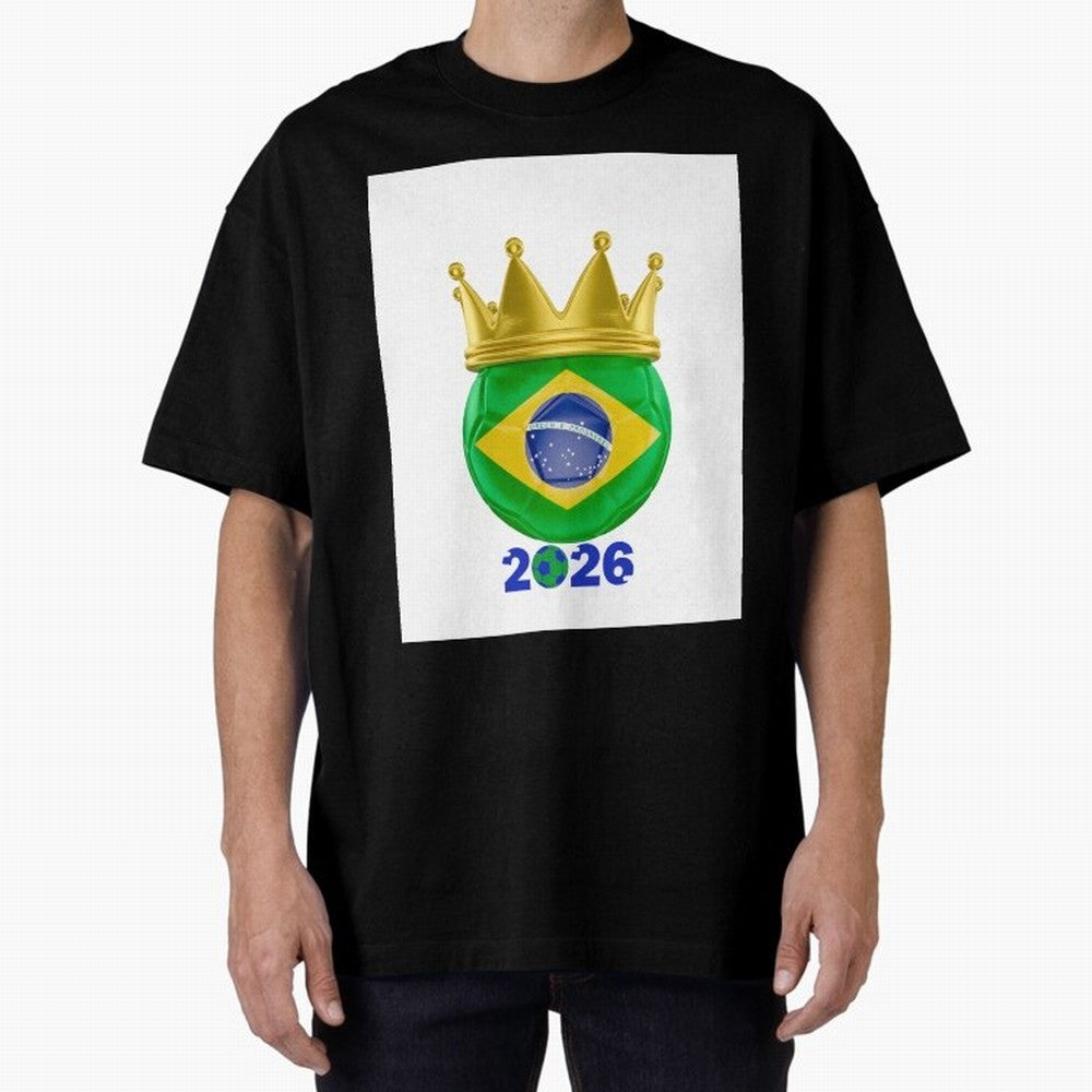 Brazil Football Champion Crown 2026 Oversized T-Shirt Represent the FIFA World Cup 2026 USA Canada Mexico Journey through Cristiano Ronaldo Highlights, Argentina and Brazil Pride, Goal Celebration Energy, Supporter Heritage, Football Icons and