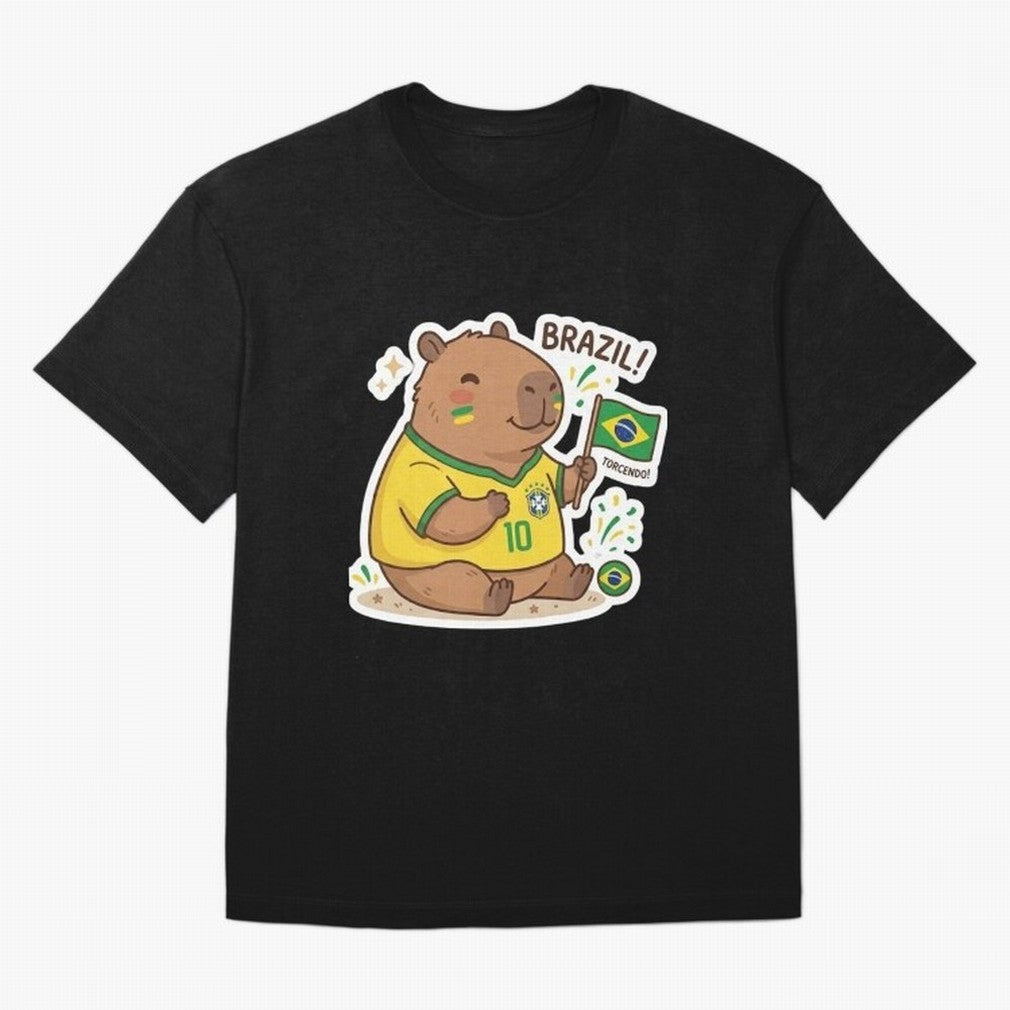 Capivara Torcedora Oversized T-Shirt Honor the Football Icons of FIFA World Cup 2026 Spirit, Featuring England, Messi, Vintage Soccer Flavor, Modern Football Stars, National Flags and Final Night Emotion; Great for Watch Parties, Sports Bars,