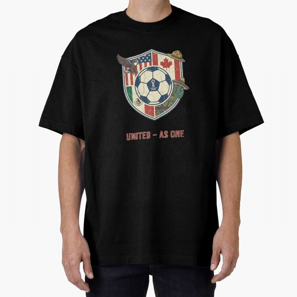 North America United Soccer 2026 Vintage Crest Oversized T-Shirt Mark FIFA World Cup 2026 USA Canada Mexico for Fans of Messi, Neymar and Mbappe and Brazil, Bringing Supporter Pride, Iconic Celebrations, Legendary Names and Global Match Day Energy;