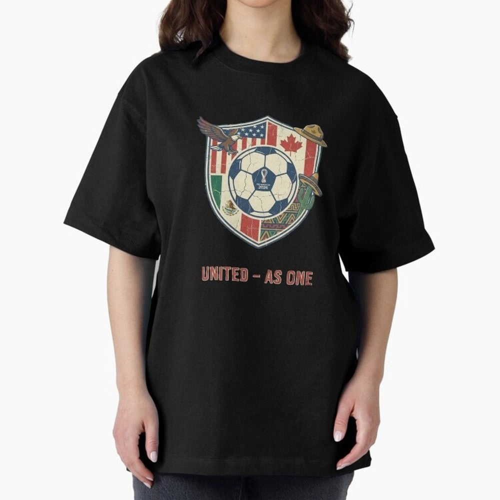 North America United Soccer 2026 Vintage Crest Oversized T-Shirt Mark FIFA World Cup 2026 USA Canada Mexico for Fans of Messi, Neymar and Mbappe and Brazil, Bringing Supporter Pride, Iconic Celebrations, Legendary Names and Global Match Day Energy;