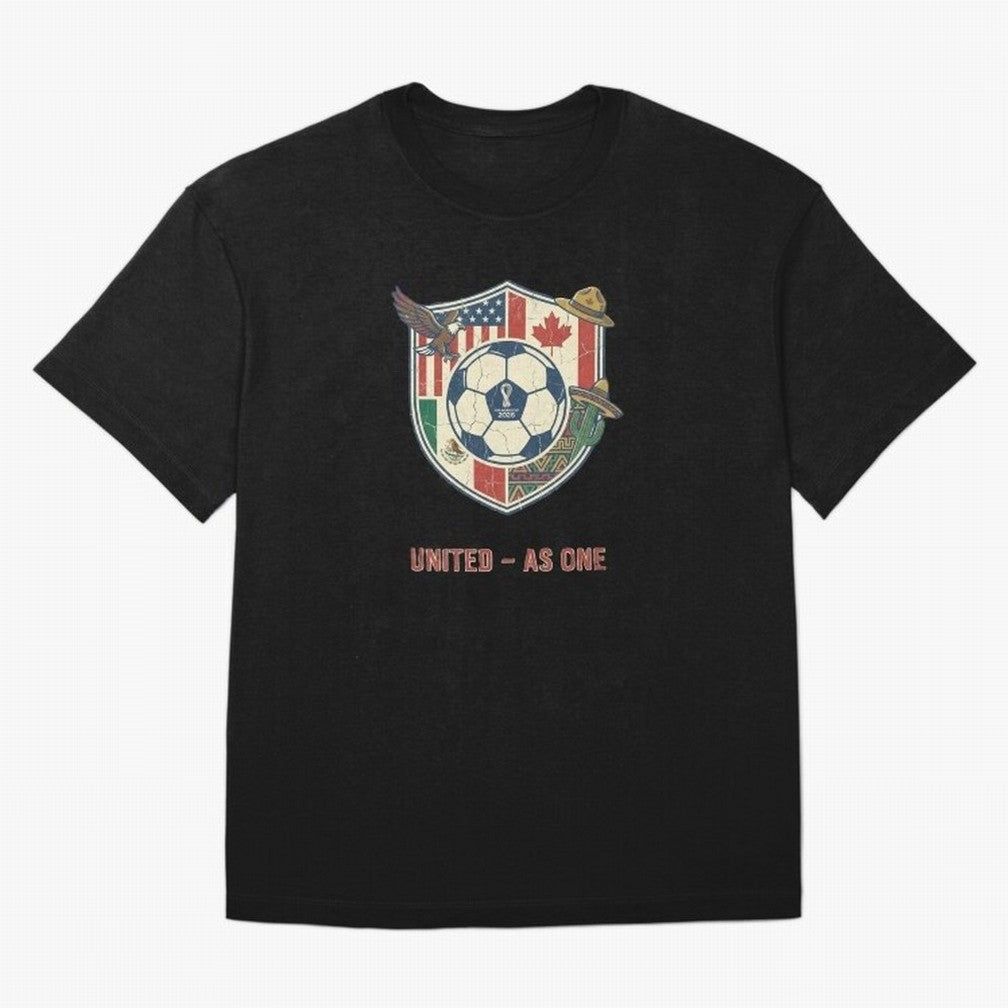 North America United Soccer 2026 Vintage Crest Oversized T-Shirt Mark FIFA World Cup 2026 USA Canada Mexico for Fans of Messi, Neymar and Mbappe and Brazil, Bringing Supporter Pride, Iconic Celebrations, Legendary Names and Global Match Day Energy;