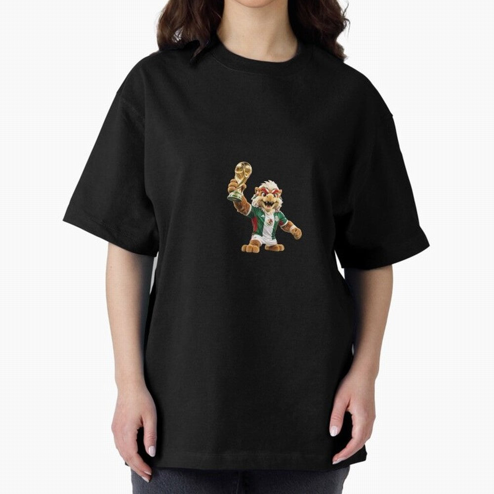 Mexico Soccer Mascot Champion - Mexican Football Victory Trophy 2026 Oversized T-Shirt Feel the Trophy Chase of FIFA World Cup 2026 Group Stage Inspired by Neymar, Haaland and Cristiano Ronaldo, Netherlands Energy, Soccer Culture, Superstar