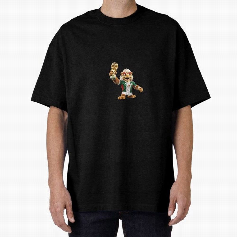 Mexico Soccer Mascot Champion - Mexican Football Victory Trophy 2026 Oversized T-Shirt Feel the Trophy Chase of FIFA World Cup 2026 Group Stage Inspired by Neymar, Haaland and Cristiano Ronaldo, Netherlands Energy, Soccer Culture, Superstar