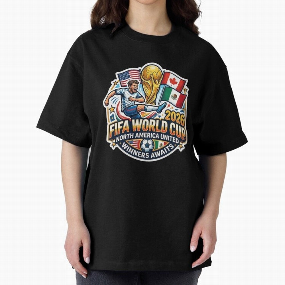 FIFA World Cup 2026 North America United Oversized T-Shirt Celebrate National Team Dreams in FIFA World Cup 2026 for Fans of Haaland and Mbappe and Portugal, Bringing Football Festival Excitement, Trophy Ambitions, Country Rivalries and Star Player