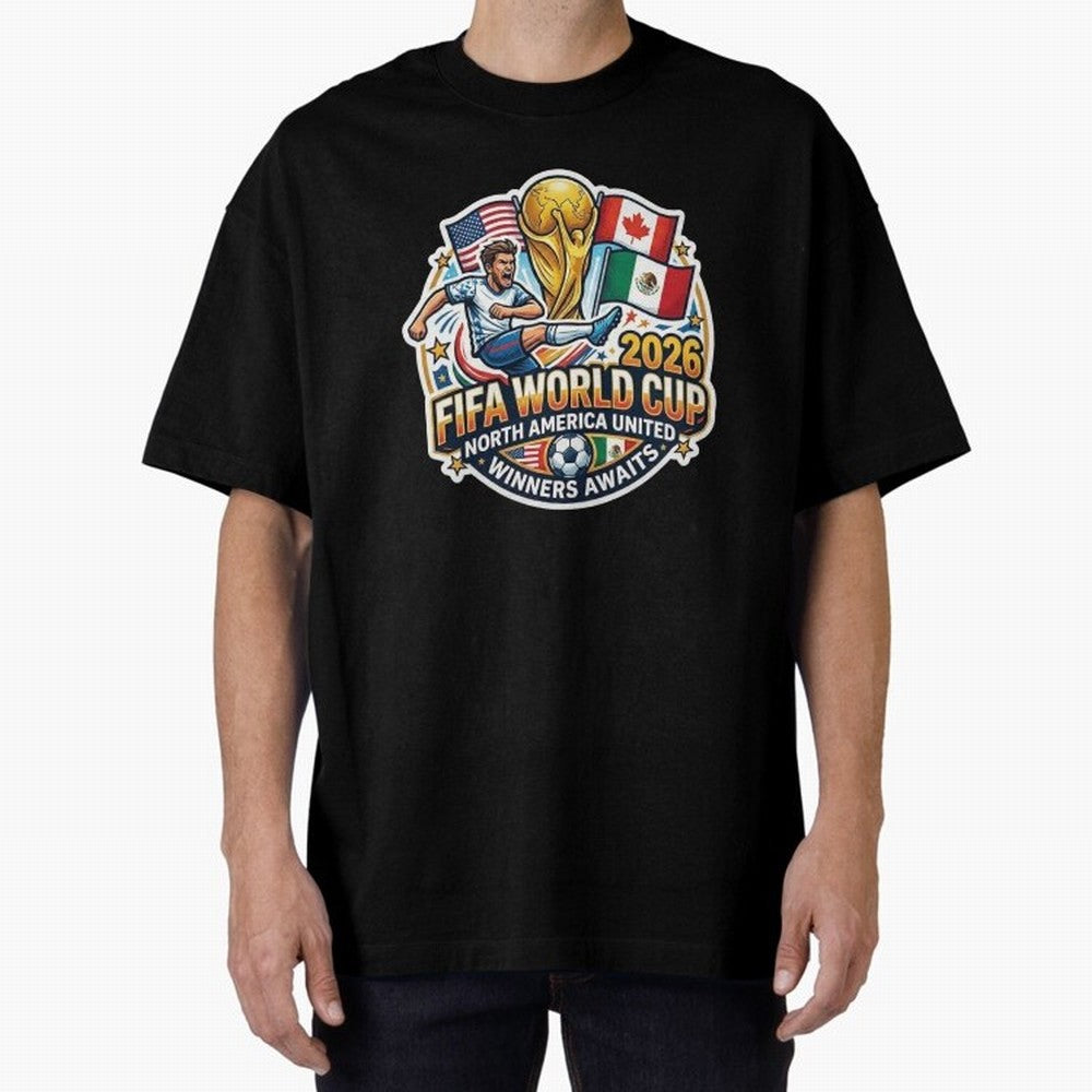 FIFA World Cup 2026 North America United Oversized T-Shirt Celebrate National Team Dreams in FIFA World Cup 2026 for Fans of Haaland and Mbappe and Portugal, Bringing Football Festival Excitement, Trophy Ambitions, Country Rivalries and Star Player